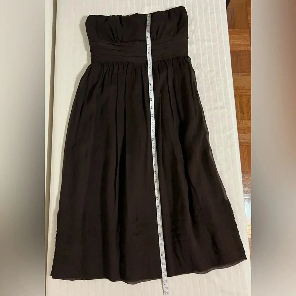 J. Crew Strapless Silk Chiffon Dress. Size 0.  Chocolate brown